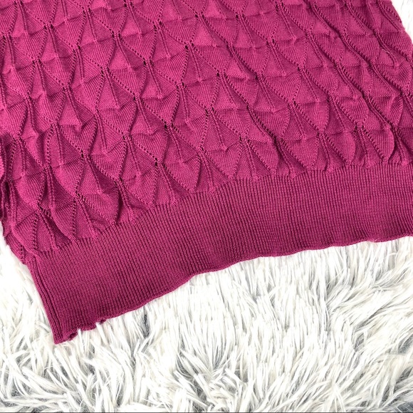 ModCloth Raspberry Looking Lively Open Weave Knit Sweater EUC - Picture 7 of 10